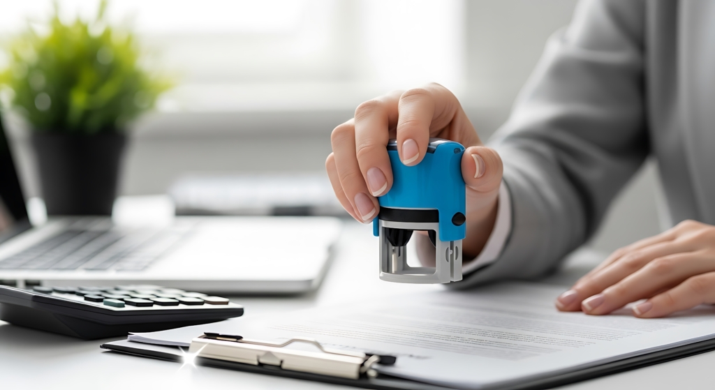 Laptop mit Hand und vielen verbundenen Ordnersymbolen