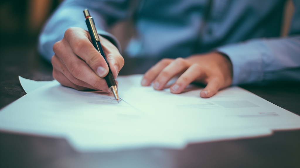 Laptop mit Hand und vielen verbundenen Ordnersymbolen